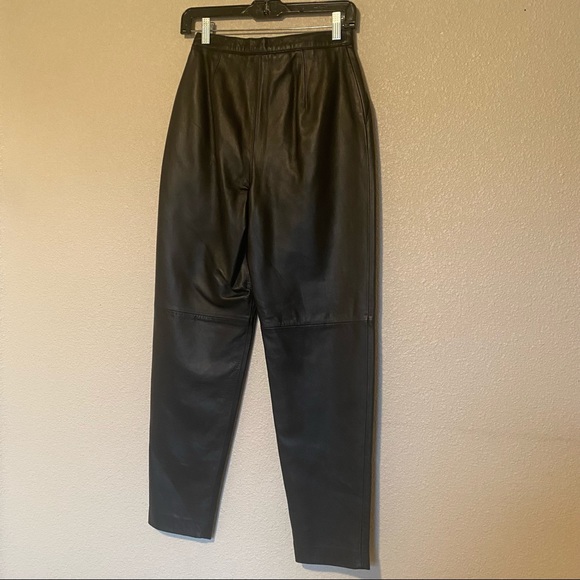 High waisted Black Leather Pants - Size 6 Petite - Picture 8 of 8
